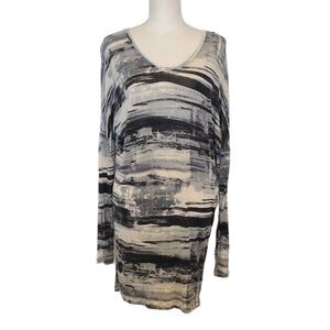 CAbi Shirt Women's Size Small Blue Paintbrush Dolman Sleeve Tunic Style#130